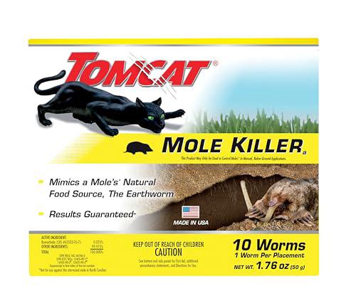 Tomcat Mole Killer, Mimics Natural Food Source, Poison Kills in a Single Feeding, 10 Worms