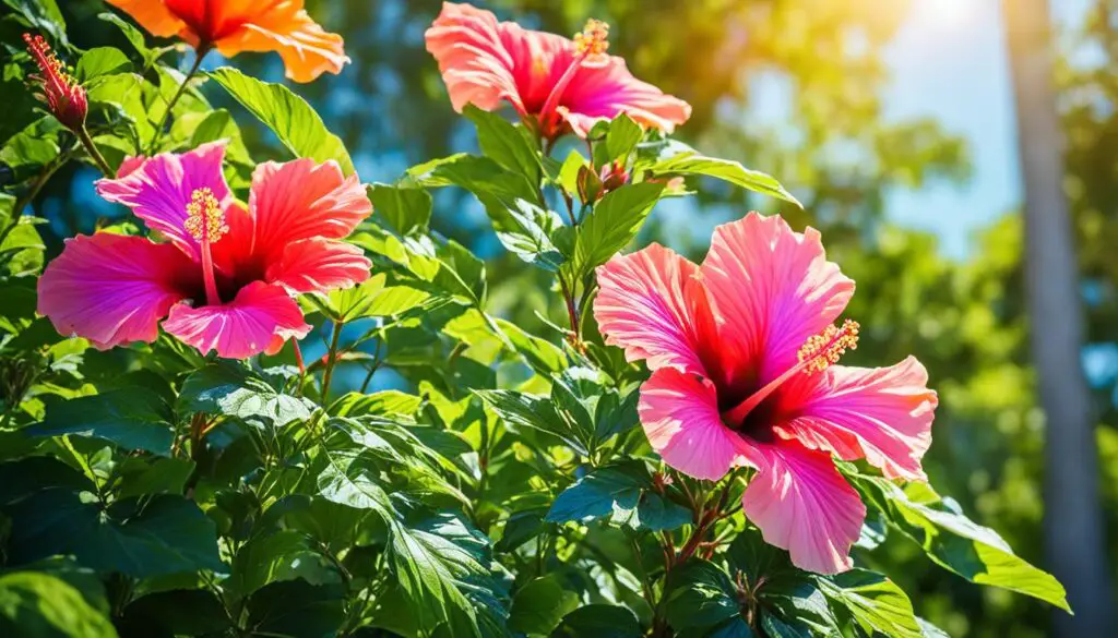 Hibiscus plant in full sun